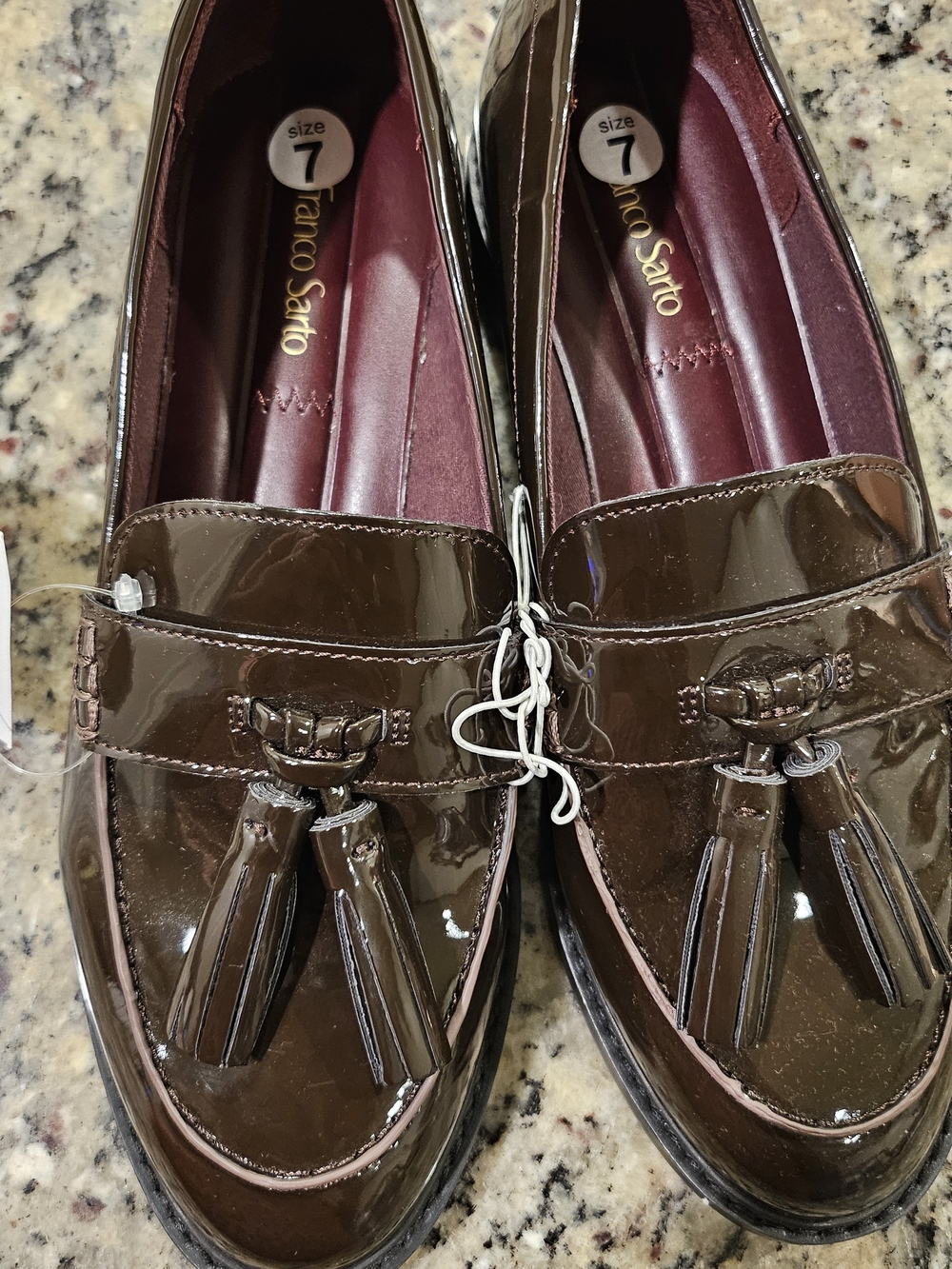 Franco Sarto Men's Brown Patent Leather Tassel Loafers
